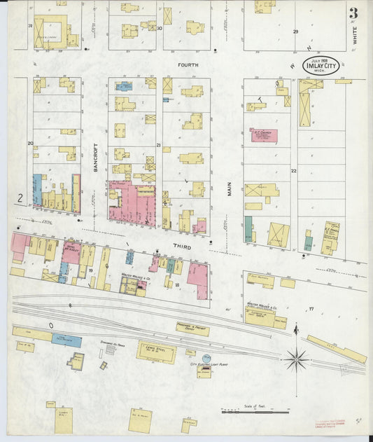 Sanborn Fire Insurance Map from Imlay City, Lapeer County, Michigan (1909), Sheet #0003 - Historic Sanborn Fire Insurance Map Print, vintage old map wall art, antique decor, genealogy gift, Michigan Michigan map