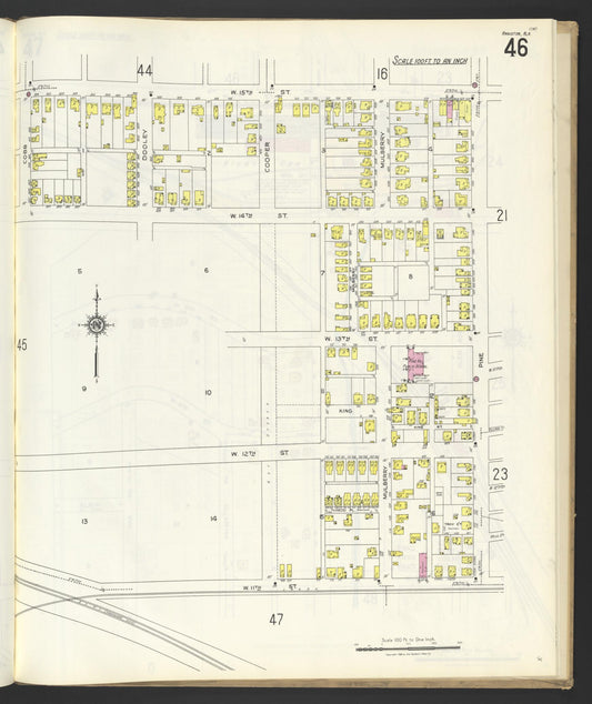 Sanborn Fire Insurance Map from Anniston, Calhoun County, Alabama (1925), Sheet #0046 - Historic Sanborn Fire Insurance Map Print, vintage old map wall art, antique decor, genealogy gift, Alabama Alabama map