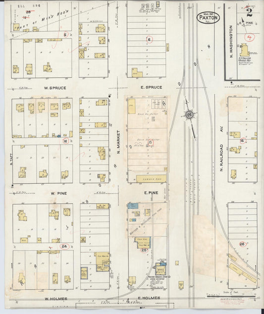 Sanborn Fire Insurance Map from Paxton, Ford County, Illinois (1932), Sheet #0002 - Historic Sanborn Fire Insurance Map Print, vintage old map wall art, antique decor, genealogy gift, Illinois Illinois map