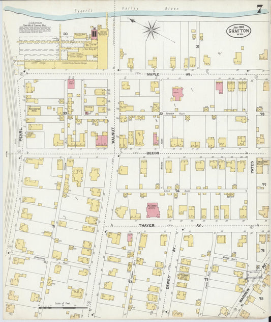 Sanborn Fire Insurance Map from Grafton, Taylor County, West Virginia (1902), Sheet #0007 - Historic Sanborn Fire Insurance Map Print, vintage old map wall art, antique decor, genealogy gift, West Virginia West Virginia map