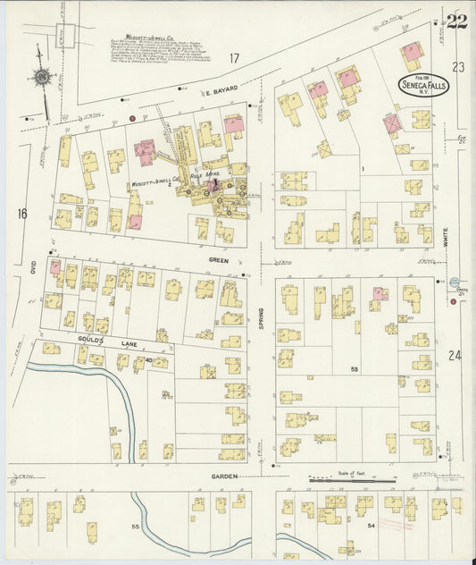 Sanborn Fire Insurance Map from Seneca Falls, Seneca County, New York (1911), Sheet #0022 - Historic Sanborn Fire Insurance Map Print, vintage old map wall art, antique decor, genealogy gift, New York New York map