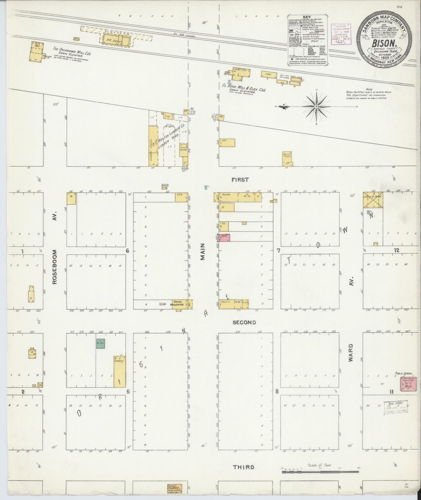 Sanborn Fire Insurance Map from Bison, Garfield County, Oklahoma (1904), Sheet #0001 - Historic Sanborn Fire Insurance Map Print, vintage old map wall art, antique decor, genealogy gift, Oklahoma Oklahoma map