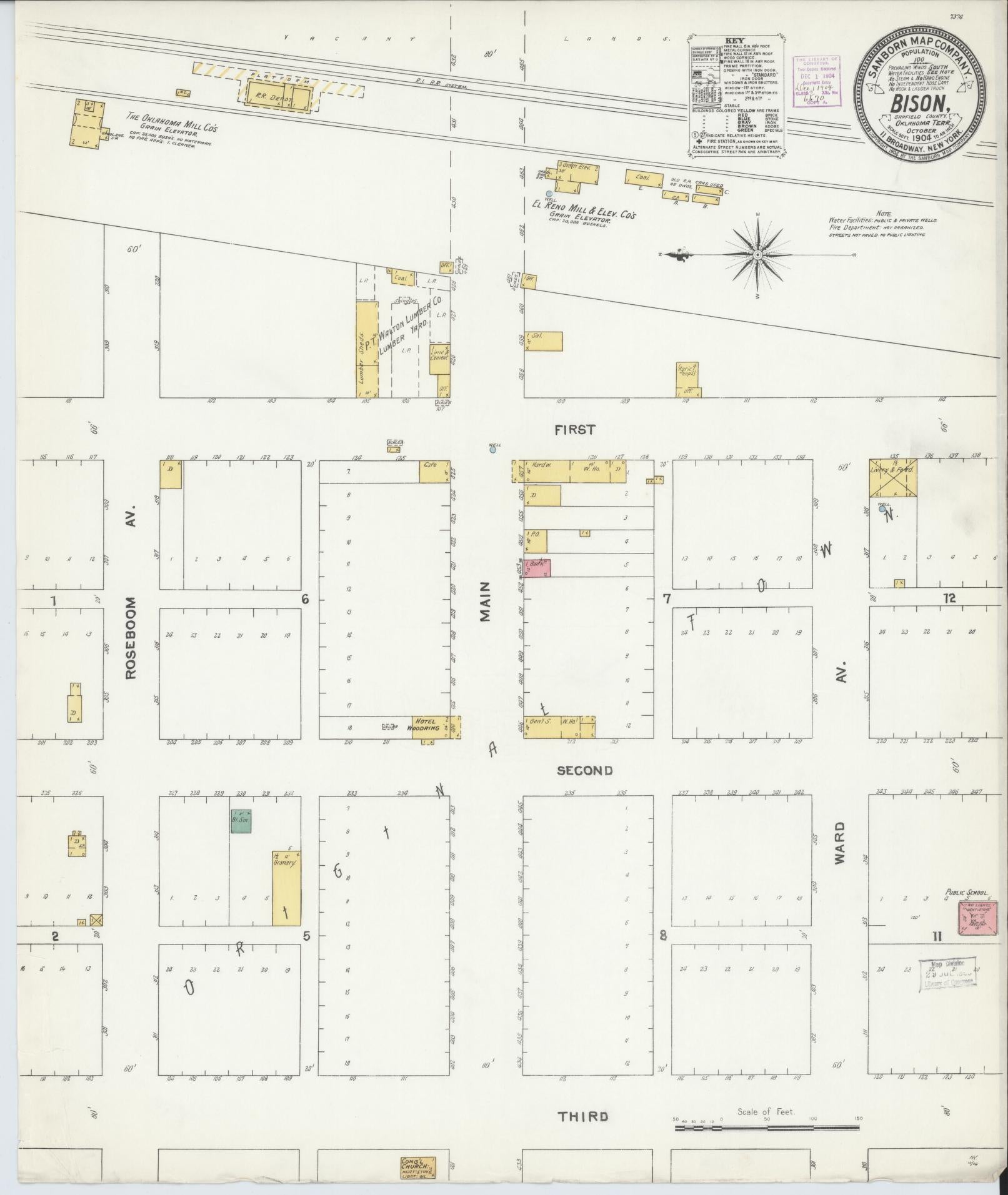 Sanborn Fire Insurance Map from Bison, Garfield County, Oklahoma (1904), Sheet #0001 - Historic Sanborn Fire Insurance Map Print, vintage old map wall art, antique decor, genealogy gift, Oklahoma Oklahoma map
