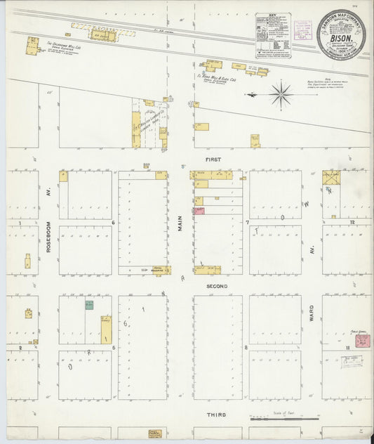 Sanborn Fire Insurance Map from Bison, Garfield County, Oklahoma (1904), Sheet #0001 - Historic Sanborn Fire Insurance Map Print, vintage old map wall art, antique decor, genealogy gift, Oklahoma Oklahoma map