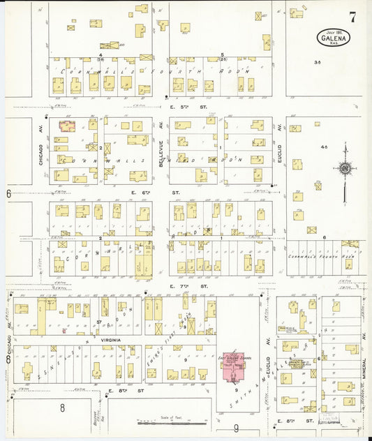 Sanborn Fire Insurance Map from Galena, Cherokee County, Kansas (1911), Sheet #0007 - Historic Sanborn Fire Insurance Map Print, vintage old map wall art, antique decor, genealogy gift, Kansas Kansas map