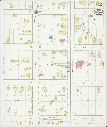 Sanborn Fire Insurance Map from New London, Ralls County, Missouri (1917), Sheet #0002 - Complete Map Set gallery image, historic Sanborn map, vintage wall art, Missouri Missouri