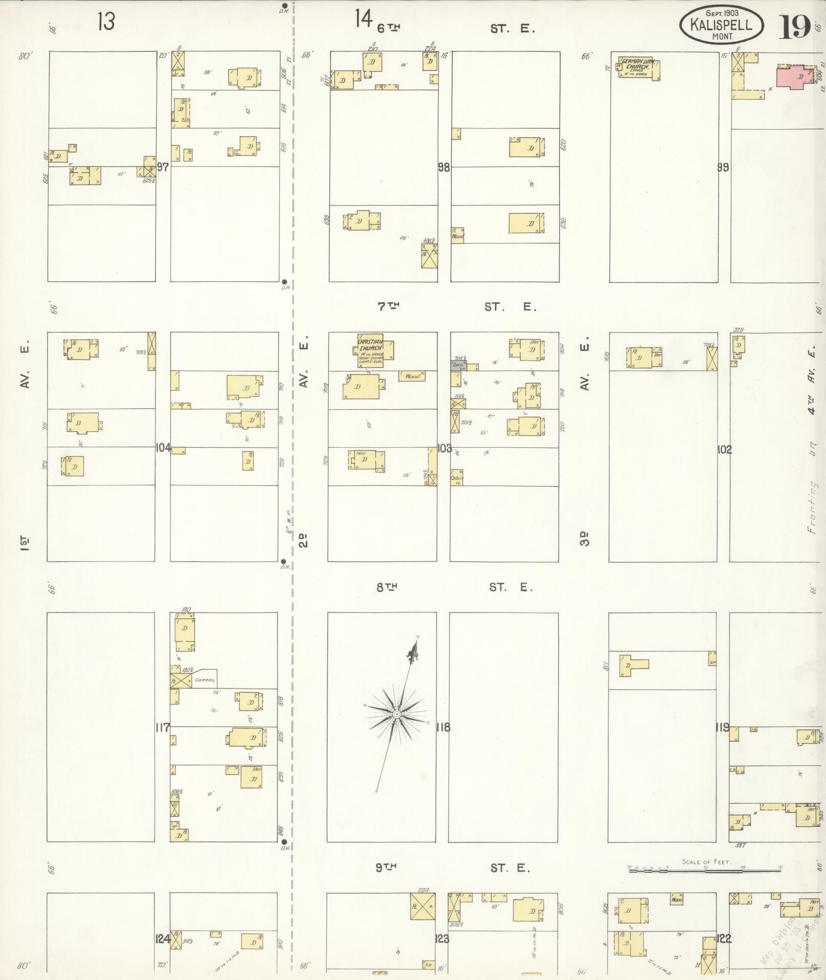 Sanborn Fire Insurance Map from Kalispell, Flathead County, Montana (1903), Sheet #0019 - Complete Map Set gallery image, historic Sanborn map, vintage wall art, Montana Montana