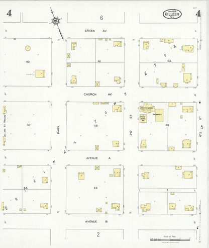 Sanborn Fire Insurance Map from Killeen, Bell County, Texas (1926), Sheet #0004 - Historic Sanborn Fire Insurance Map Print, vintage old map wall art, antique decor, genealogy gift, Texas Texas map