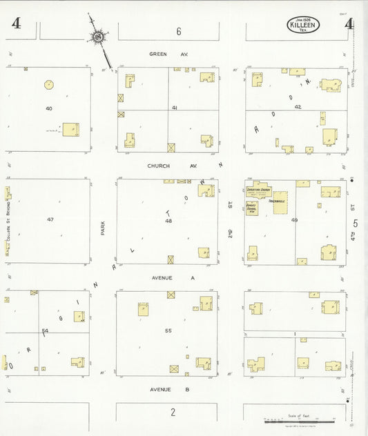Sanborn Fire Insurance Map from Killeen, Bell County, Texas (1926), Sheet #0004 - Historic Sanborn Fire Insurance Map Print, vintage old map wall art, antique decor, genealogy gift, Texas Texas map