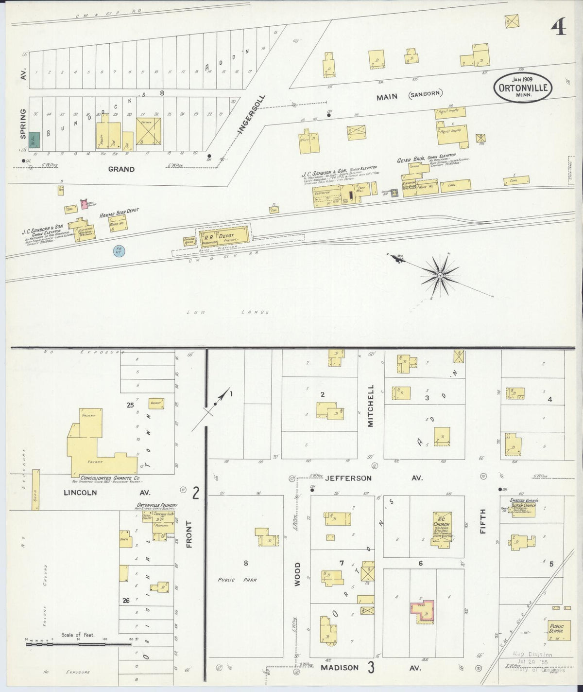 Sanborn Fire Insurance Map from Ortonville, Big Stone County, Minnesota (1909), Sheet #0004 - Complete Map Set gallery image, historic Sanborn map, vintage wall art, Minnesota Minnesota