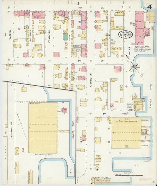 Sanborn Fire Insurance Map from Athens, Greene County, New York (1905), Sheet #0004 - Historic Sanborn Fire Insurance Map Print, vintage old map wall art, antique decor, genealogy gift, New York New York map
