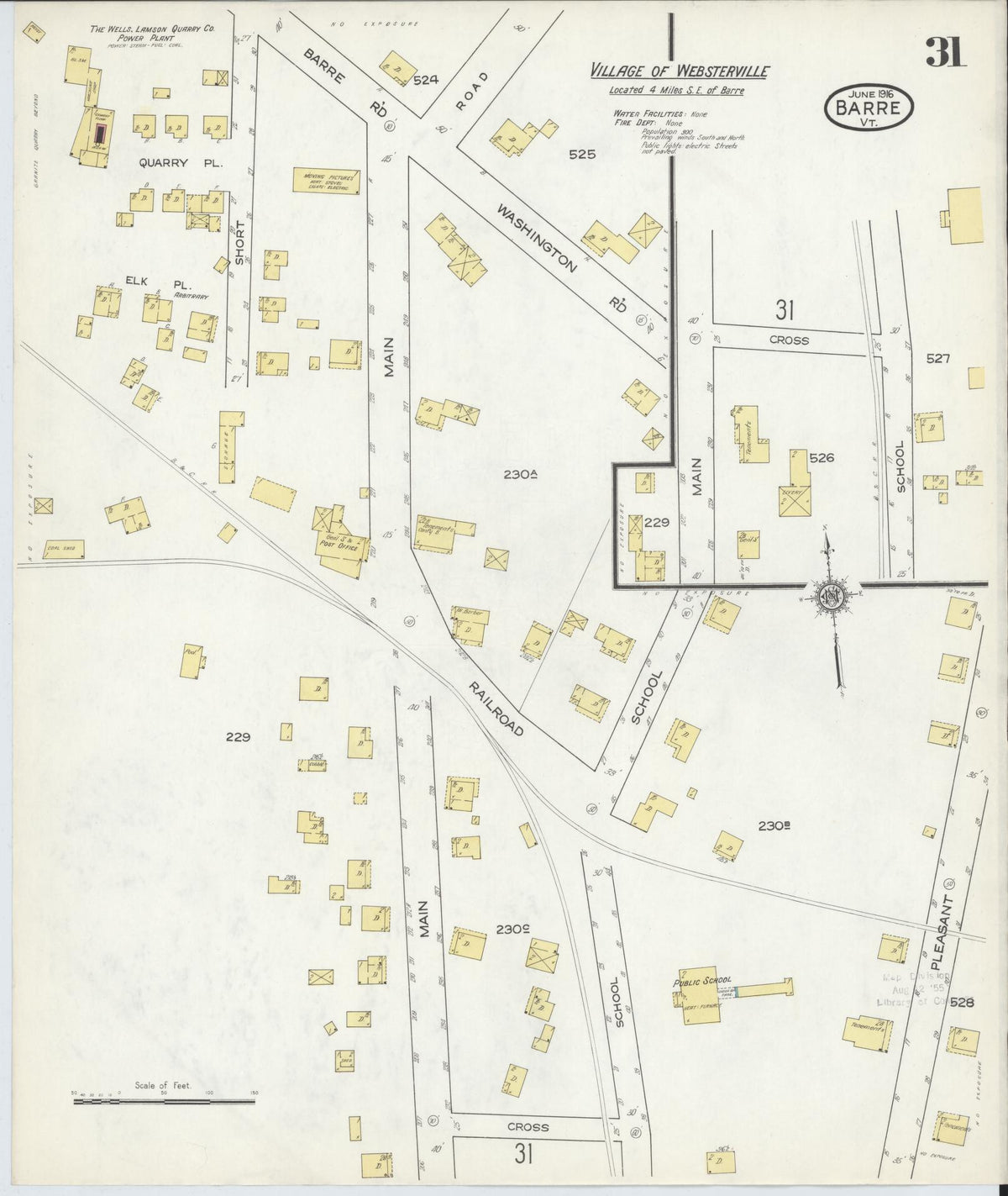 Sanborn Fire Insurance Map from Barre, Washington County, Vermont (1916), Sheet #0031 - Historic Sanborn Fire Insurance Map Print, vintage old map wall art, antique decor, genealogy gift, Vermont Vermont map