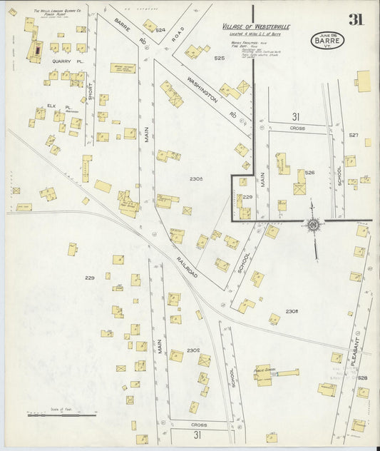 Sanborn Fire Insurance Map from Barre, Washington County, Vermont (1916), Sheet #0031 - Historic Sanborn Fire Insurance Map Print, vintage old map wall art, antique decor, genealogy gift, Vermont Vermont map