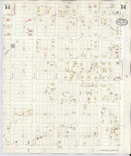 Sanborn Fire Insurance Map from Del Rio, Val Verde County, Texas (1948), Sheet #0014 - Historic Sanborn Fire Insurance Map Print, vintage old map wall art, antique decor, genealogy gift, Texas Texas map