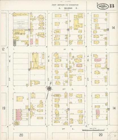 Sanborn Fire Insurance Map from Kalispell, Flathead County, Montana (1910), Sheet #0013 - Complete Map Set gallery image, historic Sanborn map, vintage wall art, Montana Montana