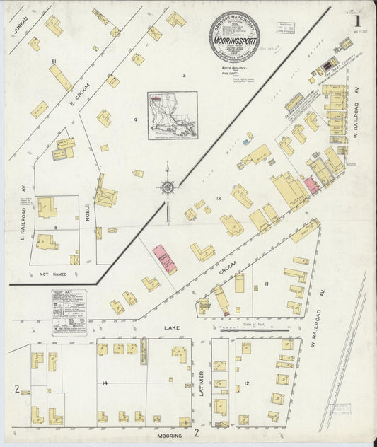 Sanborn Fire Insurance Map from Mooringsport, Caddo Parish, Louisiana. (1917) – Historic Sanborn Fire Insurance Map Print