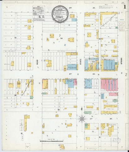 Sanborn Fire Insurance Map from Caney, Montgomery County, Kansas (1900), Sheet #0001 - Complete Map Set gallery image, historic Sanborn map, vintage wall art, Kansas Kansas