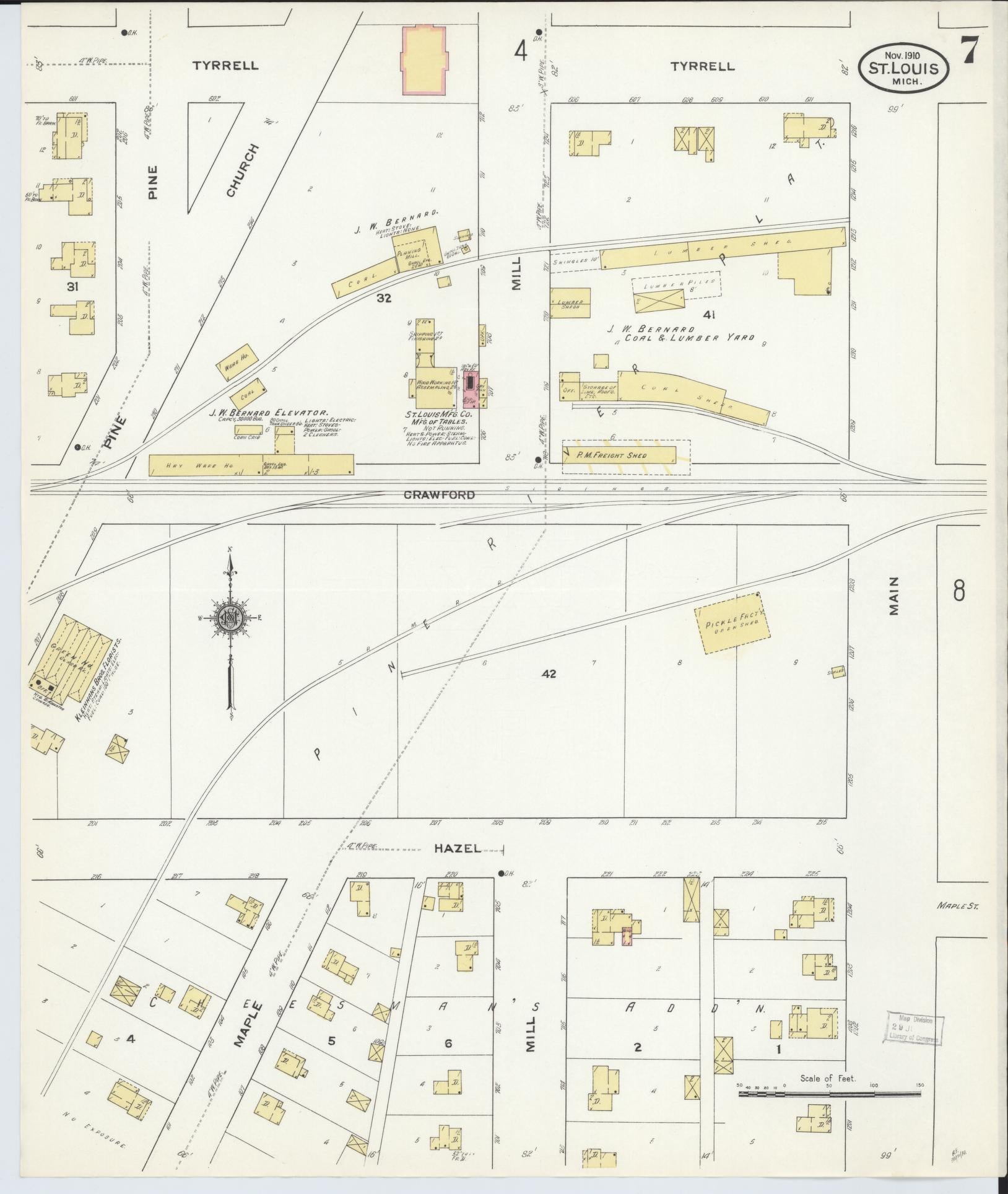 Sanborn Fire Insurance Map from Saint Louis, Gratiot County, Michigan (1910), Sheet #0007 - Complete Map Set gallery image, historic Sanborn map, vintage wall art, Michigan Michigan