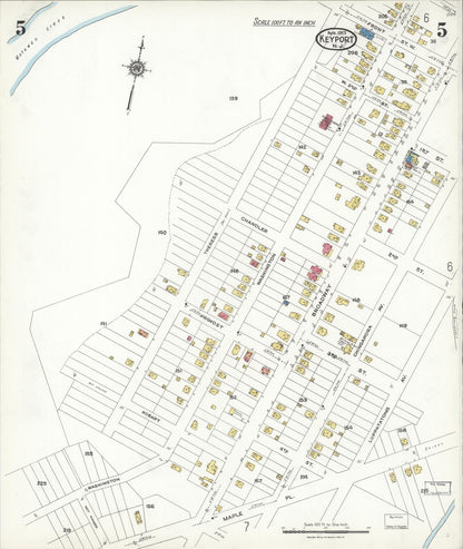 Sanborn Fire Insurance Map from Keyport, Monmouth County, New Jersey (1923), Sheet #0005 - Historic Sanborn Fire Insurance Map Print, vintage old map wall art, antique decor, genealogy gift, New Jersey New Jersey map