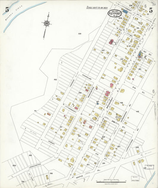 Sanborn Fire Insurance Map from Keyport, Monmouth County, New Jersey (1923), Sheet #0005 - Historic Sanborn Fire Insurance Map Print, vintage old map wall art, antique decor, genealogy gift, New Jersey New Jersey map
