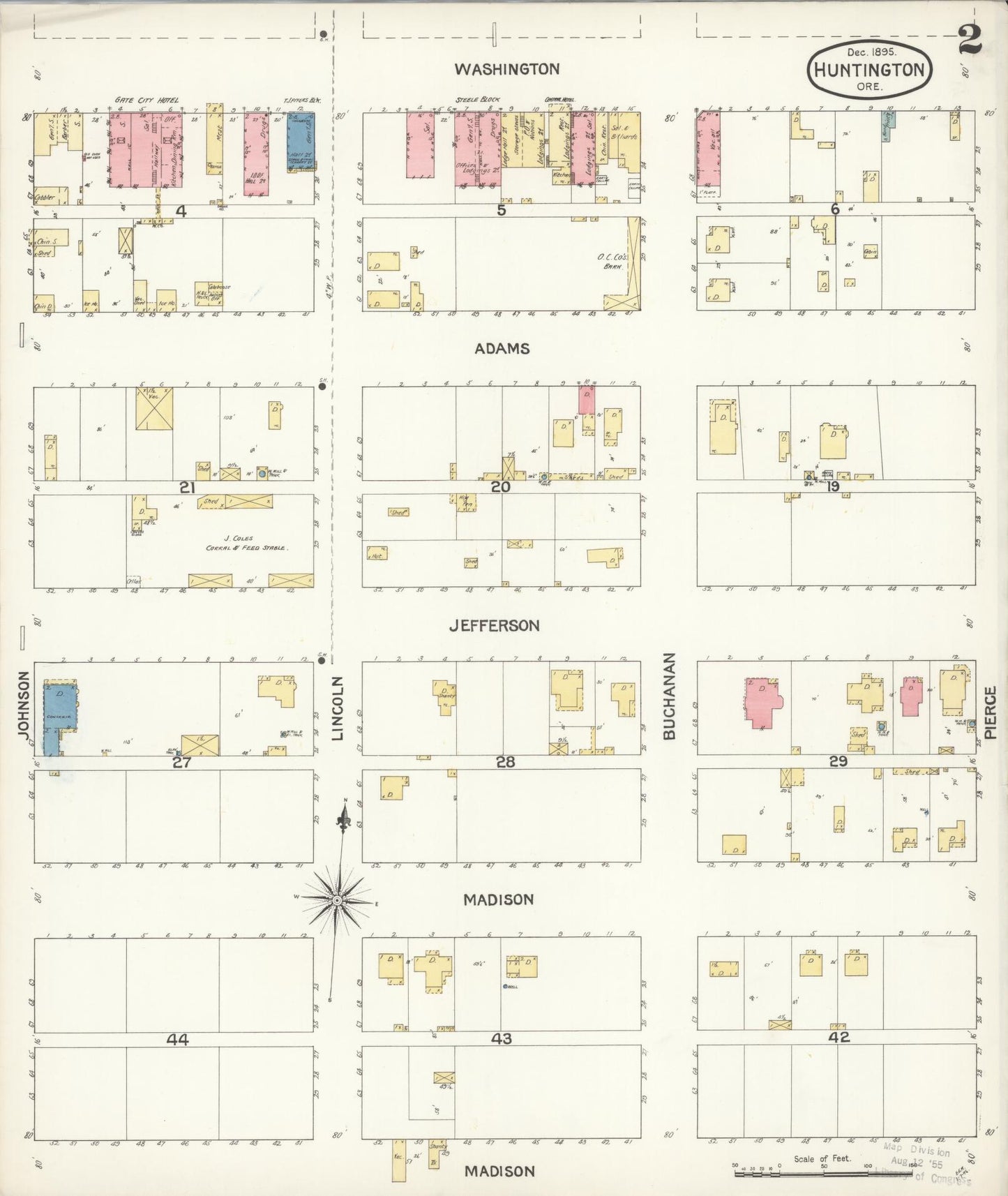 Sanborn Fire Insurance Map from Huntington, Baker County, Oregon (1895), Sheet #0002 - Complete Map Set gallery image, historic Sanborn map, vintage wall art, Oregon Oregon
