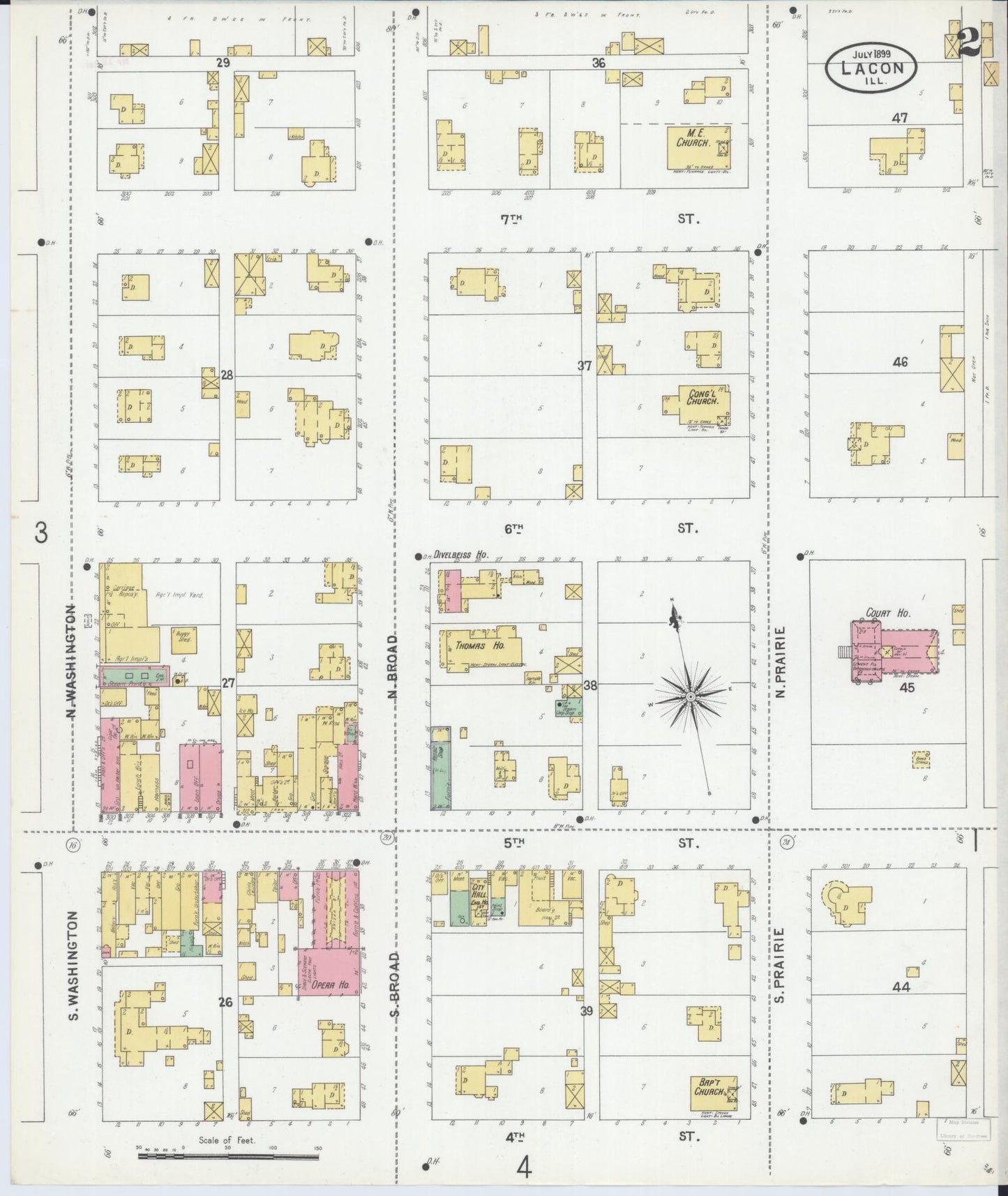 Sanborn Fire Insurance Map from Lacon, Marshall County, Illinois (1899), Sheet #0002 - Complete Map Set gallery image, historic Sanborn map, vintage wall art, Illinois Illinois