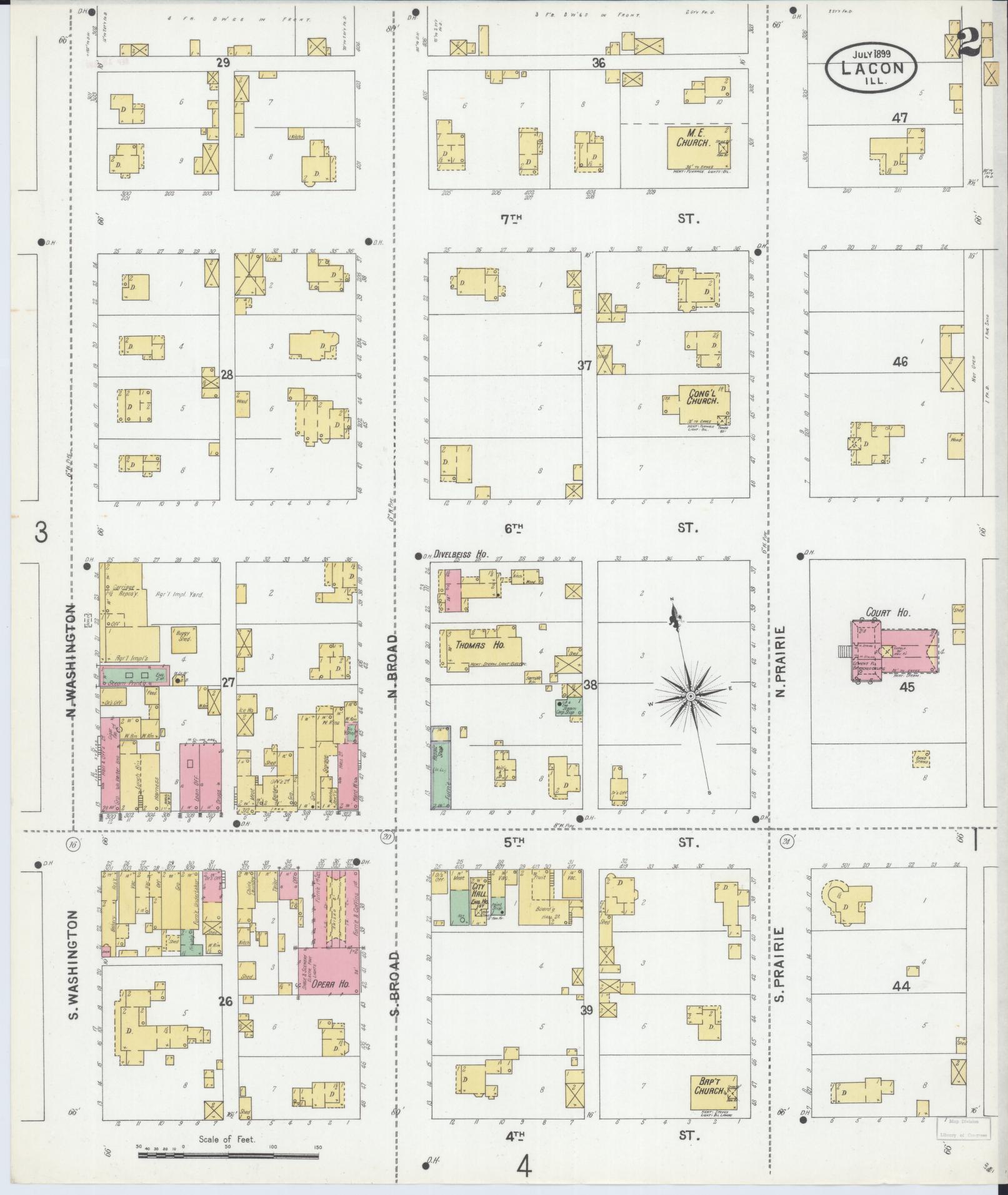 Sanborn Fire Insurance Map from Lacon, Marshall County, Illinois (1899), Sheet #0002 - Complete Map Set gallery image, historic Sanborn map, vintage wall art, Illinois Illinois