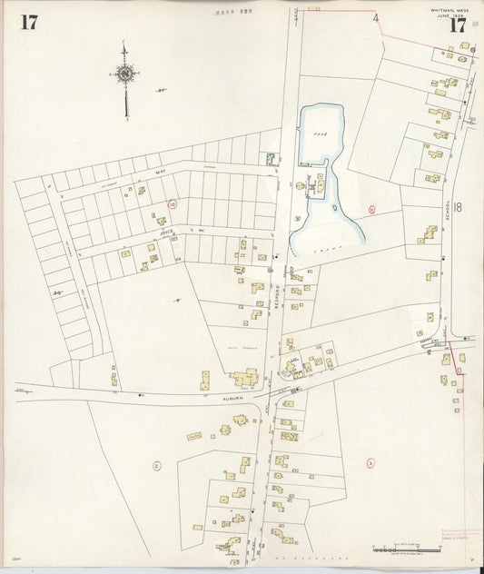 Sanborn Fire Insurance Map from Whitman, Plymouth County, Massachusetts (1950), Sheet #0017 - Historic Sanborn Fire Insurance Map Print, vintage old map wall art, antique decor, genealogy gift, Massachusetts Massachusetts map