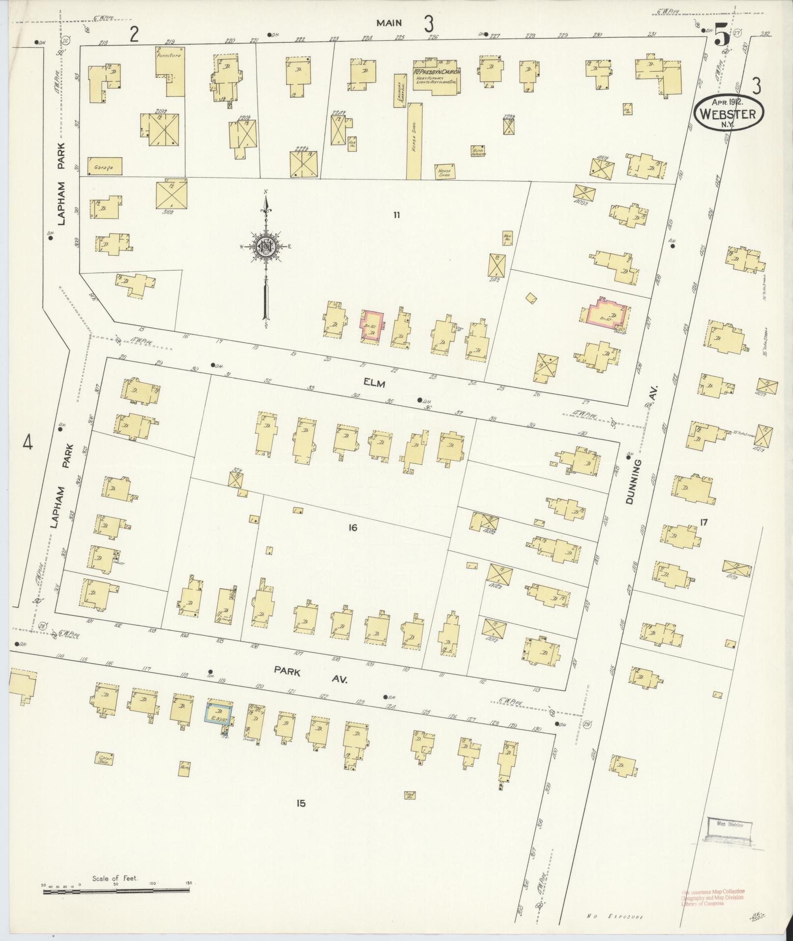 Sanborn Fire Insurance Map from Webster, Monroe County, New York (1912), Sheet #0005 - Complete Map Set gallery image, historic Sanborn map, vintage wall art, New York New York