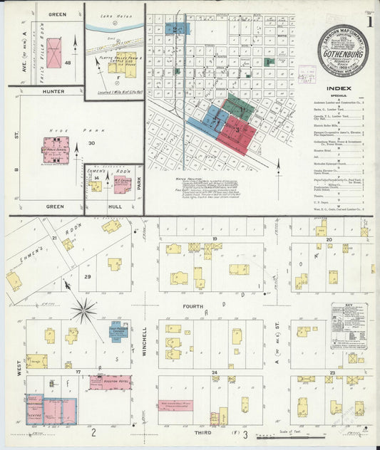 Sanborn Fire Insurance Map from Gothenburg, Dawson County, Nebraska. (1909) – Historic Sanborn Fire Insurance Map Print