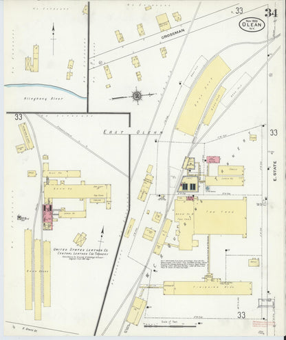 Sanborn Fire Insurance Map from Olean, Cattaraugus County, New York (1909), Sheet #0034 - Complete Map Set gallery image, historic Sanborn map, vintage wall art, New York New York