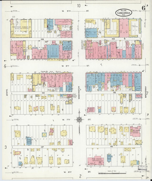 Sanborn Fire Insurance Map from Concordia, Cloud County, Kansas (1911), Sheet #0006 - Historic Sanborn Fire Insurance Map Print, vintage old map wall art, antique decor, genealogy gift, Kansas Kansas map