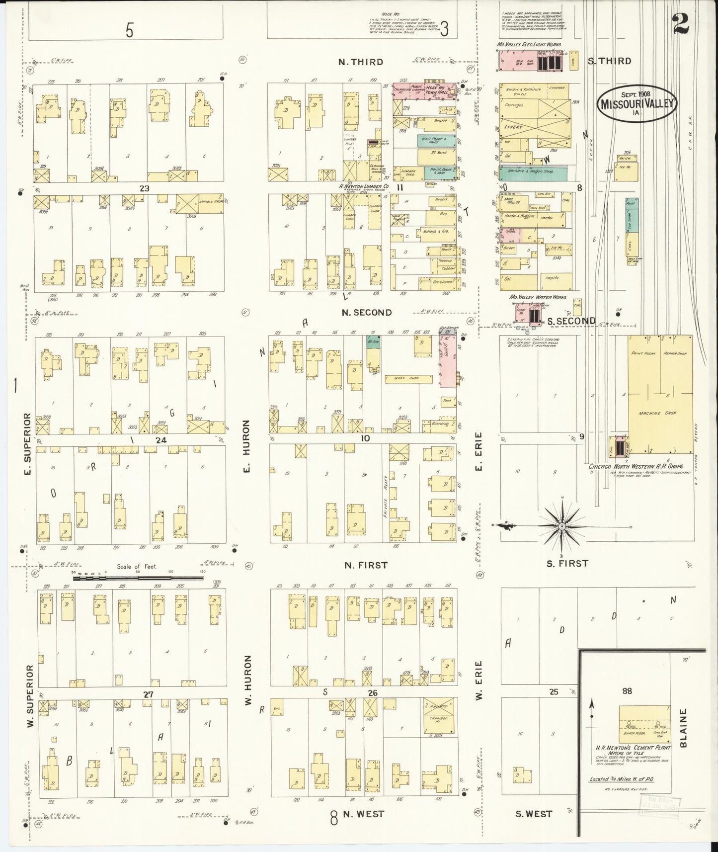 Sanborn Fire Insurance Map from Missouri Valley, Harrison County, Iowa (1908), Sheet #0002 - Historic Sanborn Fire Insurance Map Print