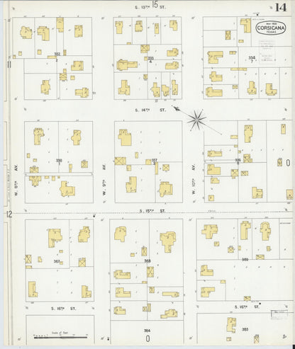 Sanborn Fire Insurance Map from Corsicana, Navarro County, Texas (1900), Sheet #0014 - Complete Map Set gallery image, historic Sanborn map, vintage wall art, Texas Texas