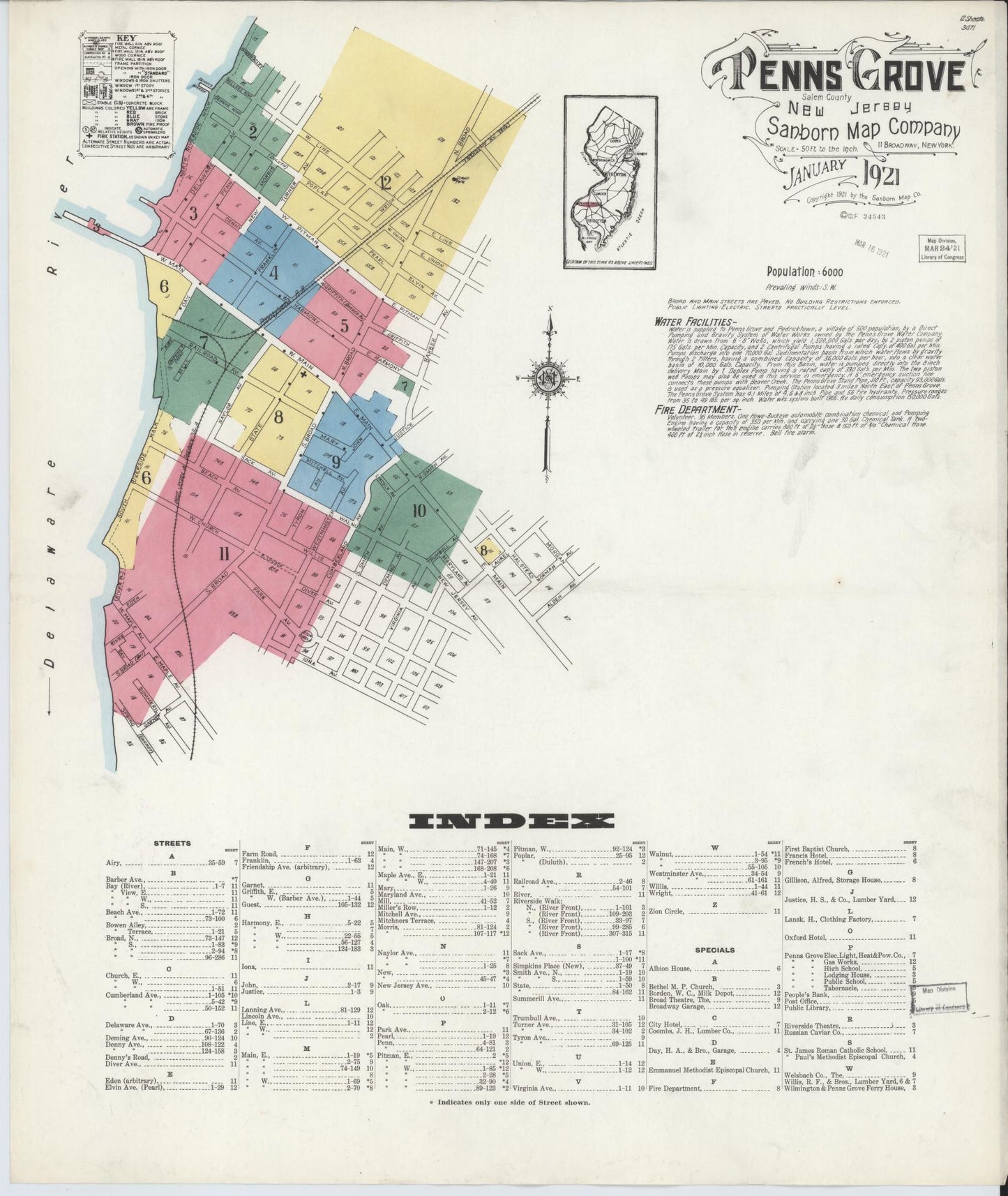Sanborn Fire Insurance Map from Penns Grove, Salem County, New Jersey. (1921) – Historic Sanborn Fire Insurance Map Print