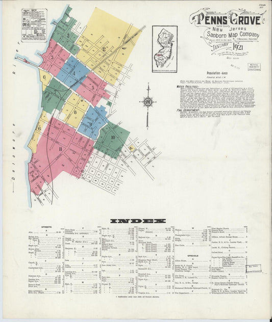 Sanborn Fire Insurance Map from Penns Grove, Salem County, New Jersey. (1921) – Historic Sanborn Fire Insurance Map Print
