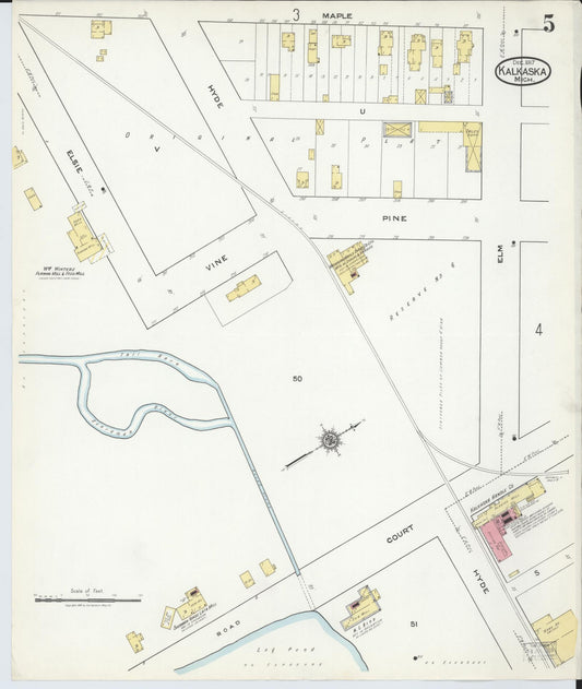 Sanborn Fire Insurance Map from Kalkaska, Kalkaska County, Michigan (1917), Sheet #0005 - Historic Sanborn Fire Insurance Map Print, vintage old map wall art, antique decor, genealogy gift, Michigan Michigan map