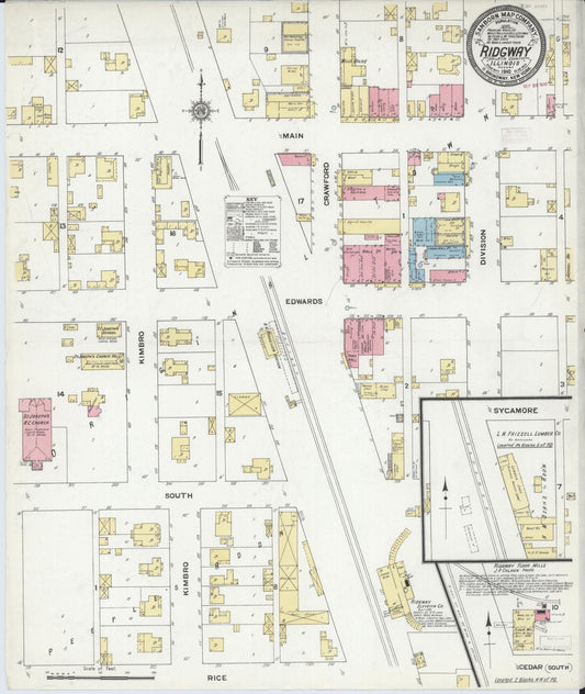 Sanborn Fire Insurance Map from Ridgway, Gallatin County, Illinois (1910), Sheet #0001 - Historic Sanborn Fire Insurance Map Print, vintage old map wall art, antique decor, genealogy gift, Illinois Illinois map