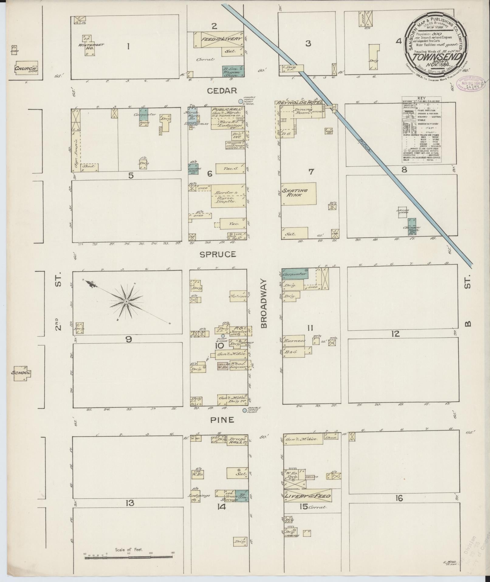 Sanborn Fire Insurance Map from Townsend, Broadwater County, Montana (1886), Sheet #0001 - Historic Sanborn Fire Insurance Map Print, vintage old map wall art, antique decor, genealogy gift, Montana Montana map