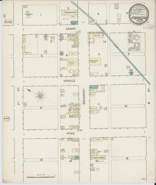 Sanborn Fire Insurance Map from Townsend, Broadwater County, Montana (1886), Sheet #0001 - Historic Sanborn Fire Insurance Map Print, vintage old map wall art, antique decor, genealogy gift, Montana Montana map