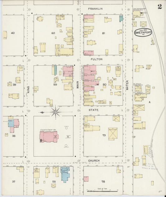Sanborn Fire Insurance Map from Smethport, McKean County, Pennsylvania (1892), Sheet #0002 - Historic Sanborn Fire Insurance Map Print, vintage old map wall art, antique decor, genealogy gift, Pennsylvania Pennsylvania map