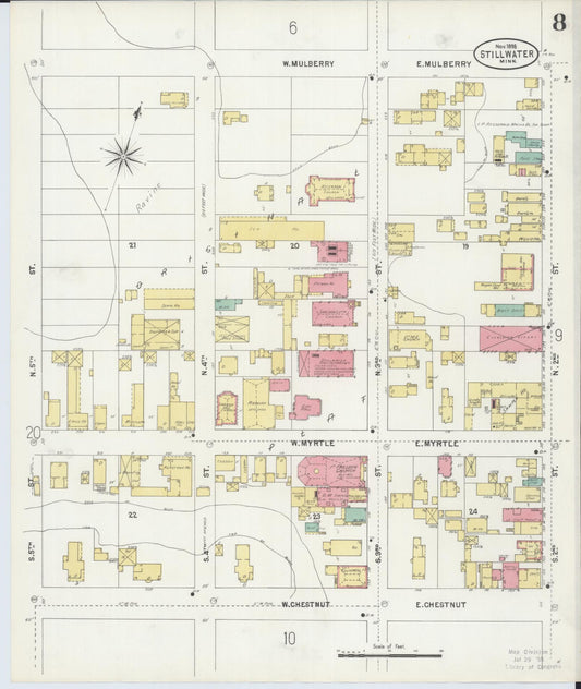 Sanborn Fire Insurance Map from Stillwater, Washington County, Minnesota (1898), Sheet #0008 - Historic Sanborn Fire Insurance Map Print, vintage old map wall art, antique decor, genealogy gift, Minnesota Minnesota map