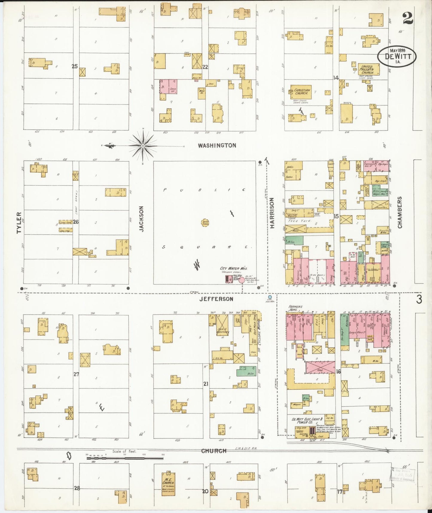 Sanborn Fire Insurance Map from De Witt, Clinton County, Iowa (1899), Sheet #0002 - Historic Sanborn Fire Insurance Map Print, vintage old map wall art