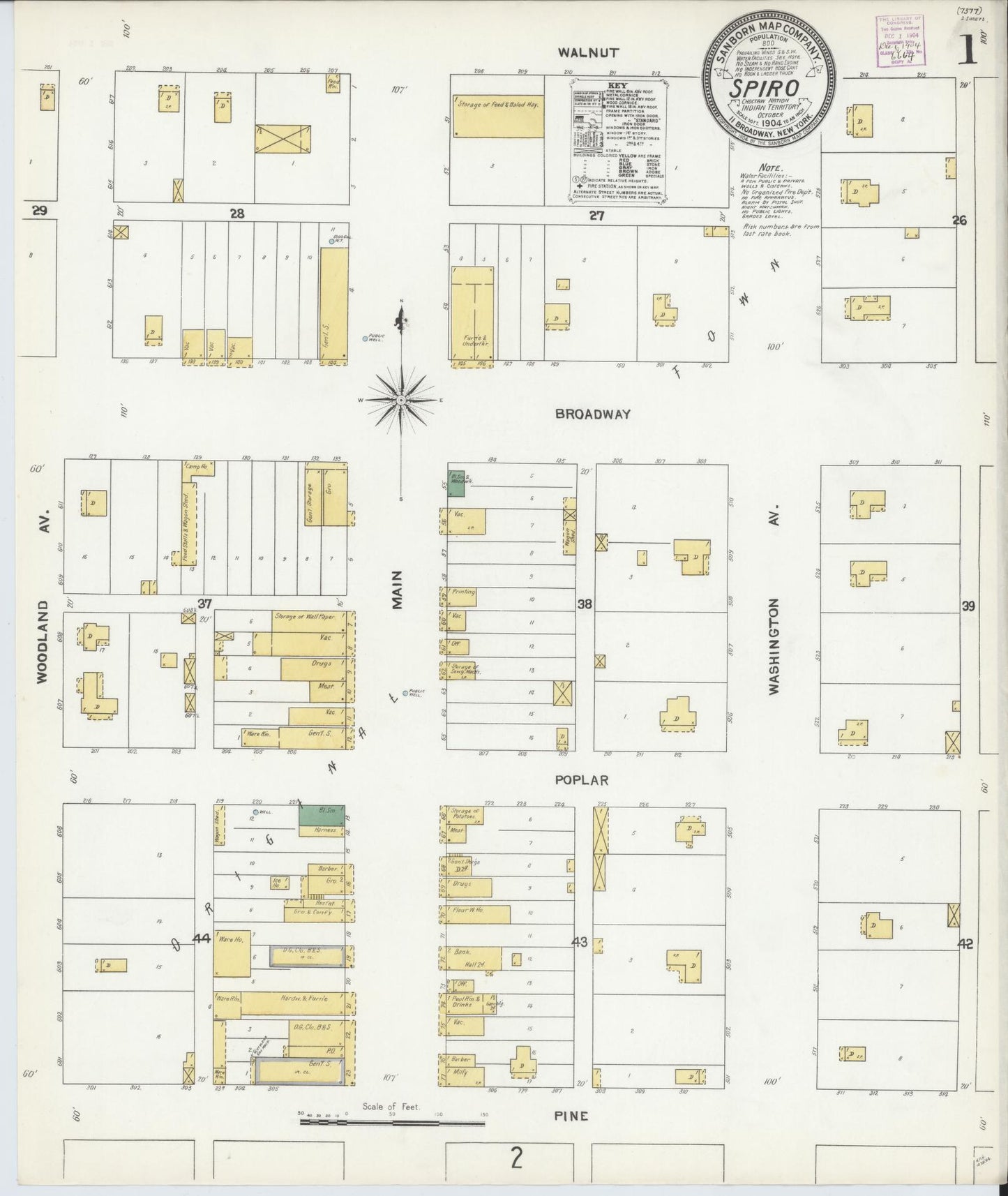Sanborn Fire Insurance Map from Spiro, Le Flore County, Oklahoma. (1904) – Historic Sanborn Fire Insurance Map Print