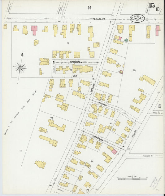Sanborn Fire Insurance Map from Concord, Merrimack County, New Hampshire (1899), Sheet #0015 - Historic Sanborn Fire Insurance Map Print, vintage old map wall art, antique decor, genealogy gift, New Hampshire New Hampshire map