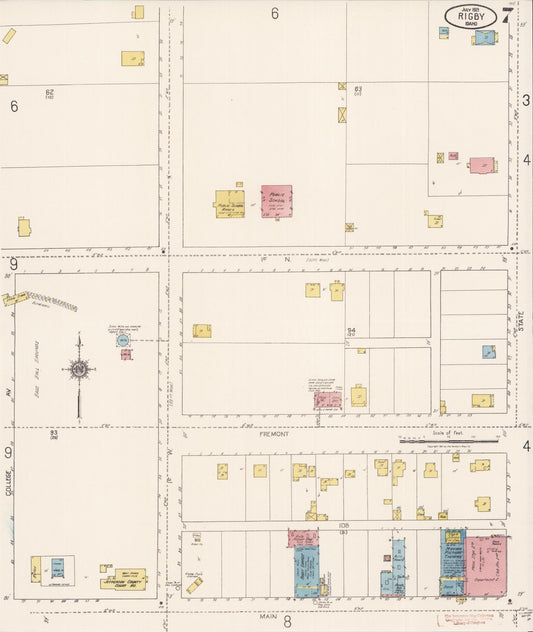Sanborn Fire Insurance Map from Rigby, Jefferson County, Idaho (1921), Sheet #0007 - Historic Sanborn Fire Insurance Map Print, vintage old map wall art, antique decor, genealogy gift, Idaho Idaho map