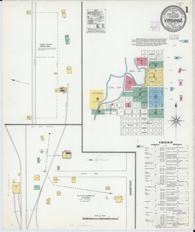 Sanborn Fire Insurance Map from Virginia, Saint Louis County, Minnesota. (1904) – Map View