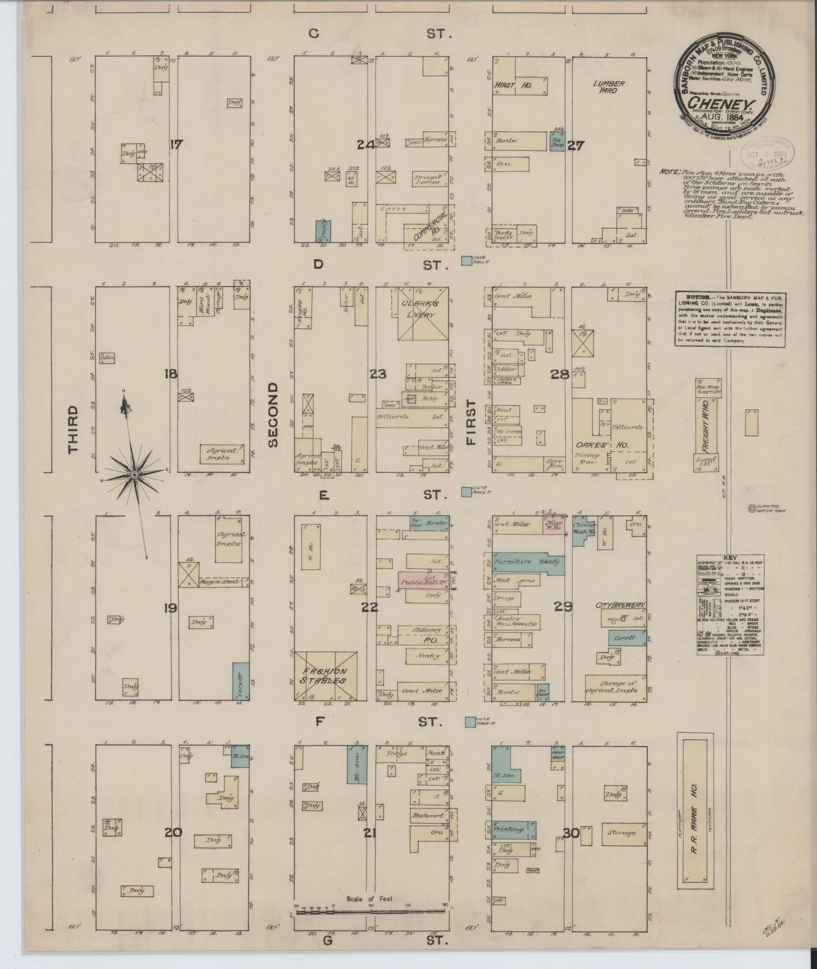 Sanborn Fire Insurance Map from Cheney, Spokane County, Washington. (1884) – Historic Sanborn Fire Insurance Map Print