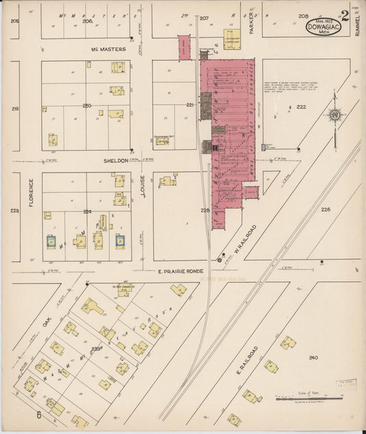 Sanborn Fire Insurance Map from Dowagiac, Cass County, Michigan (1922), Sheet #0002 - Historic Sanborn Fire Insurance Map Print, vintage old map wall art, antique decor, genealogy gift, Michigan Michigan map