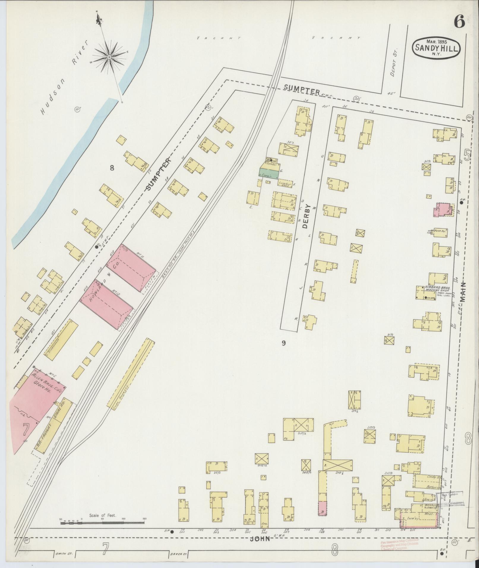Sanborn Fire Insurance Map from Sandy Hill, Washington County, New York (1895), Sheet #0006 - Complete Map Set gallery image, historic Sanborn map, vintage wall art, New York New York